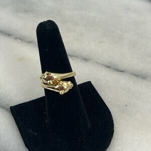 NWOT Gold plated over sterling double cat ring size 8